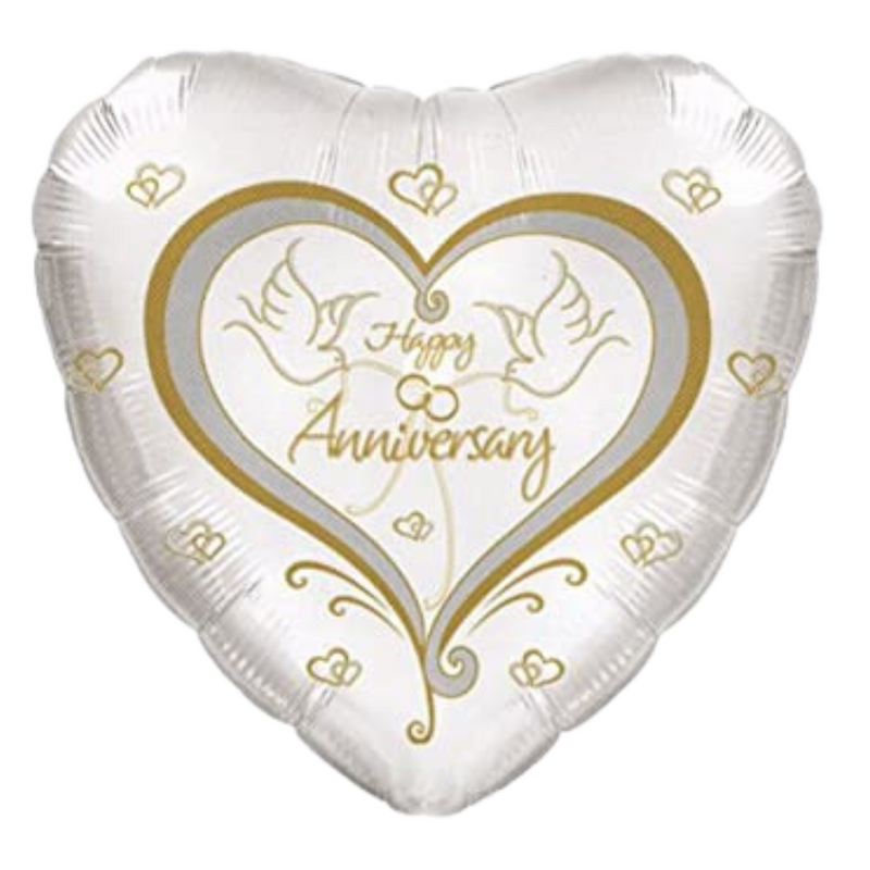 Sale - Anniversary Heart Gold Rings Balloon