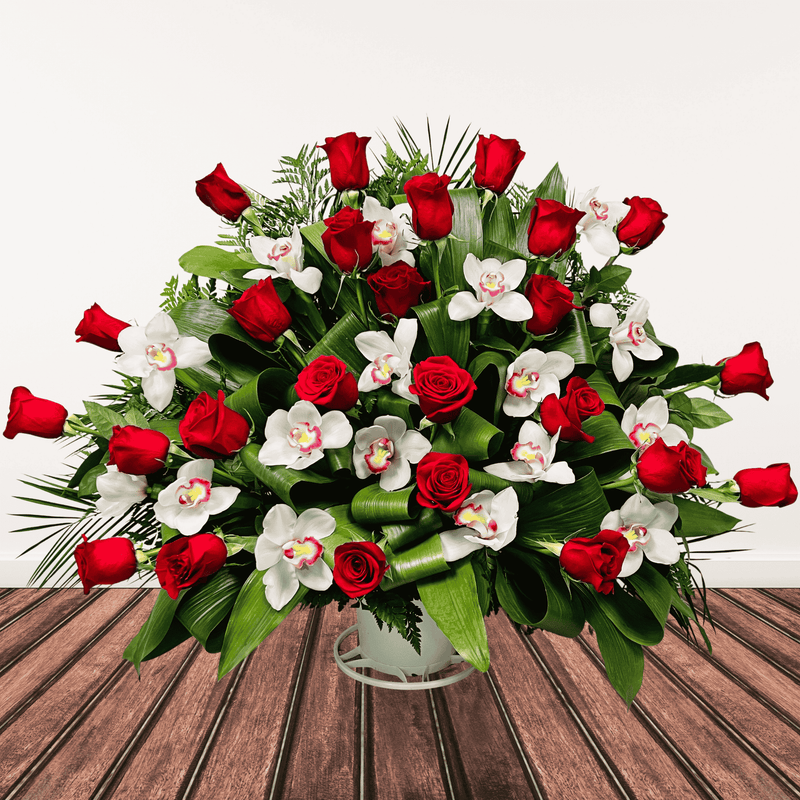 Love & Orchids Funeral Basket