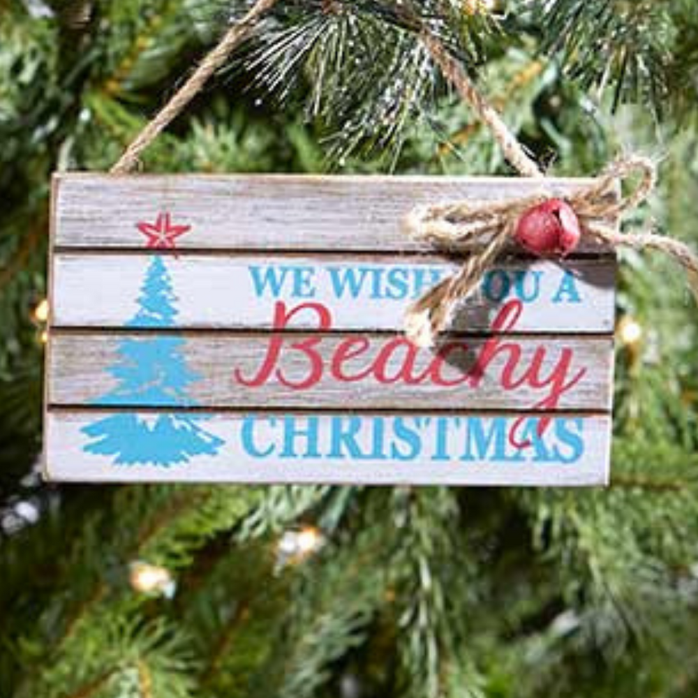 Beachy Chrisitmas Plank Ornament