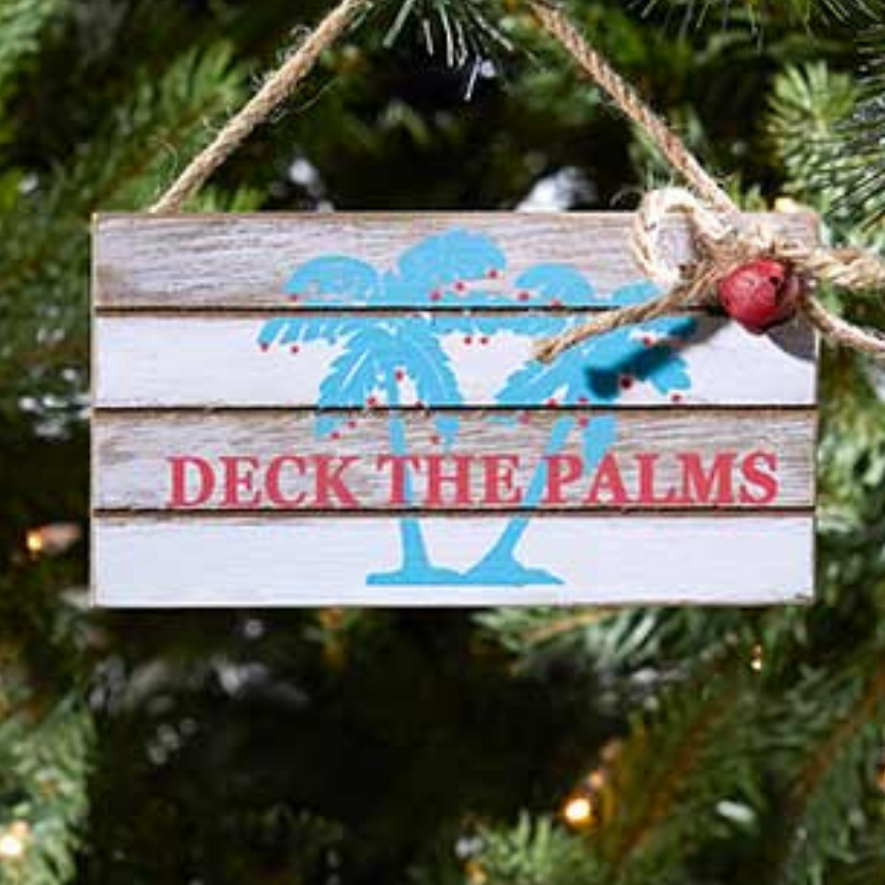 Deck The Palms Plank Ornament