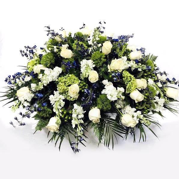 Flower Delivery Florist Funeral Sympathy Naples Blue Provence Casket Spray