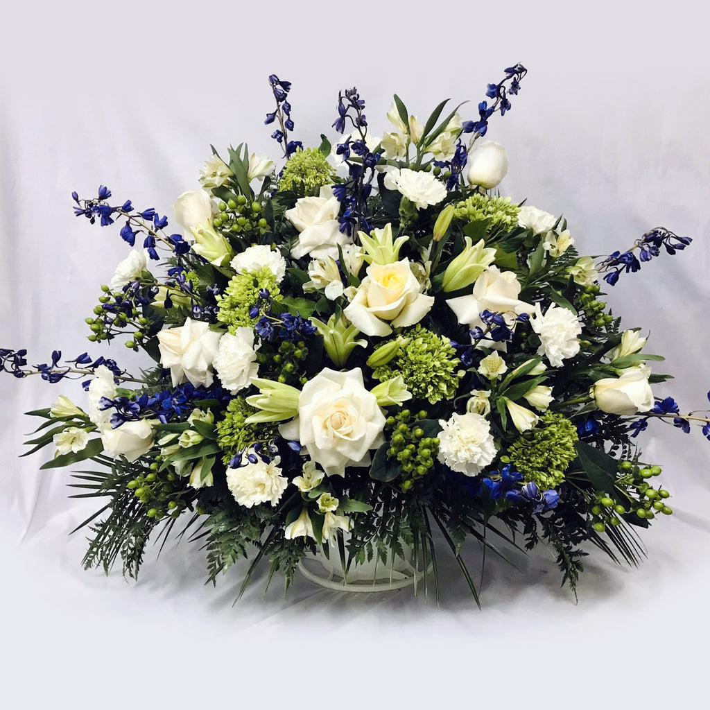 Flower Delivery Florist Funeral Sympathy Naples Blue Provence Funeral Basket