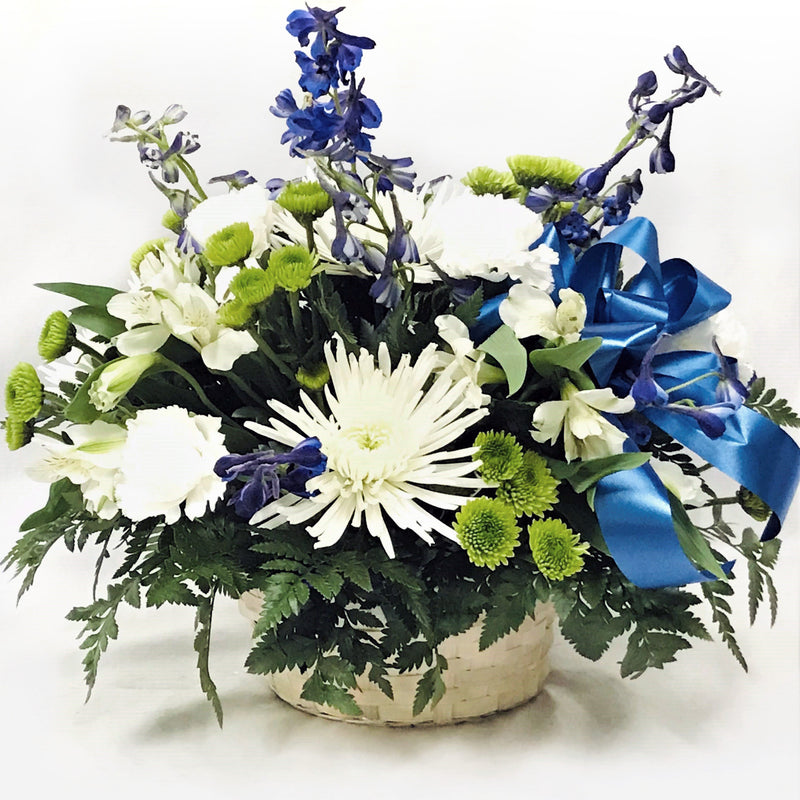 Flower Delivery Florist Funeral Sympathy Naples Blue Provence Wicker Basket
