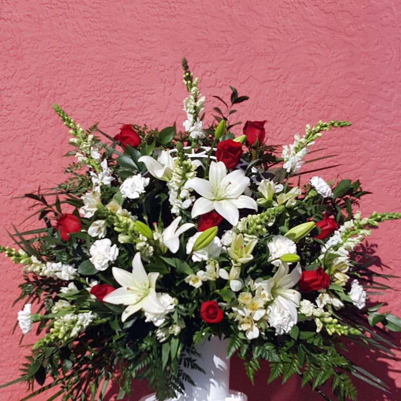 Flower Delivery Florist Funeral Sympathy Naples Ruby Red Splendor Basket
