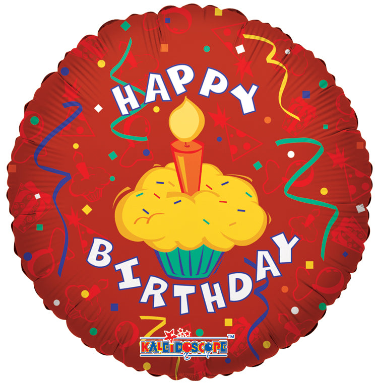 # 10 Happy Birthday Red Cupcake Balloon